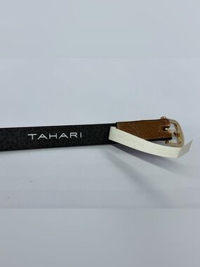 Tahari Two-Tone Brown and Black Leather Belt
